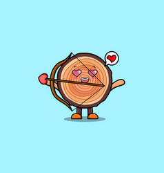 Cartoon Mascot Character Romantic Cupid Wood Trunk