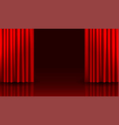 Perfect Theater Stage Banner With Open Red Curtain