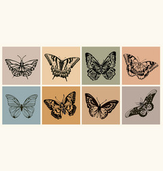 Silhouettes Of Butterflies Black Art Set