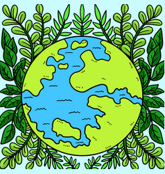 Earth Day Surrounded By Leaves Colored