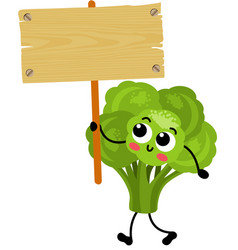 Funny Green Broccoli Holding A Signboard