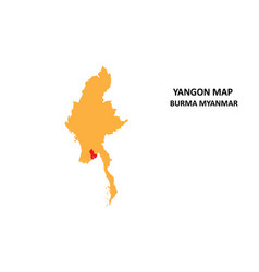 Yangon State And Regions Map Highlighted On Burma