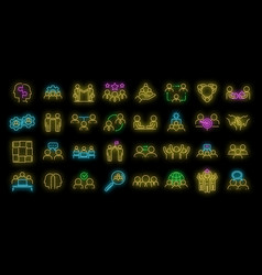 Collaboration Icons Set Neon