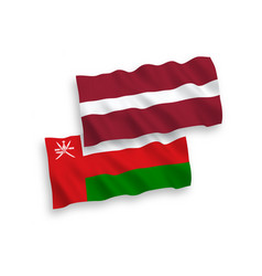 Flags Of Latvia And Sultanate Of Oman On A White