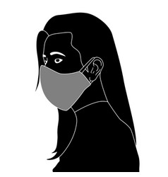 Young Girl In The Mask From Side View Silhouette