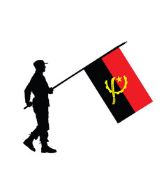 Angola Patriot Soldier With Flag Silhouette