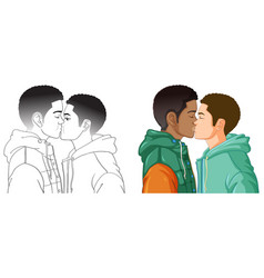 Gay Couple Cartoon Kissing