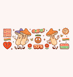 Groovy Mushrooms Retro Character Set