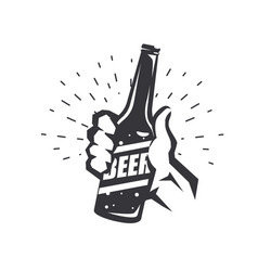 Hand Holding Beer Bottle Stylized Symbol