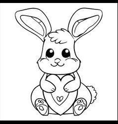 Rabbit And Heart Coloring Pages For Kids