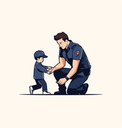 Police Officer Helping A Child To Get To The