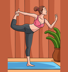 Yoga Sport Colored Cartoon