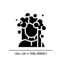 2d Woman With Foam Hair Wash Simple Glyph Style