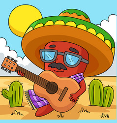 Cinco De Mayo Jalapeno Colored Cartoon