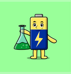 Cute Cartoon Mascot Character Battery As Scientist