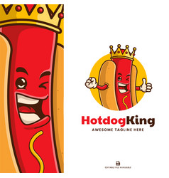 Hotdog King Mascot Cartoon Logo