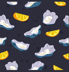 Mollusk Or Oyster With Slice Of Citrus Pattern