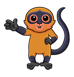 Cute Spider Monkey Cartoon Waving Hand