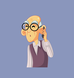 Surprised Granfather Talking On The Phone Cartoon