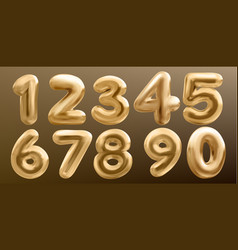 3d Gold Balloon Number Font Realistic Metal Type