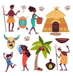 African Traditional Element Cartoon Tribal Items