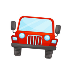 Flat Icon Of Bright Red Jeep Front View