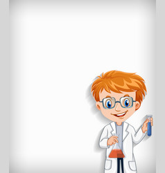 Plain Background With Happy Scientist And His