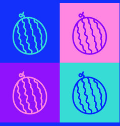 Pop Art Line Watermelon Icon Isolated On Color