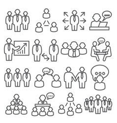 Business People Line Icons Set On White Background