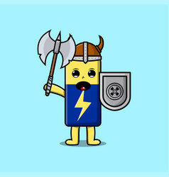 Cute Cartoon Battery Viking Pirate Holding Ax