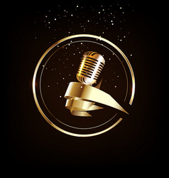 Golden Old Vintage Microphone Icon Radio Station