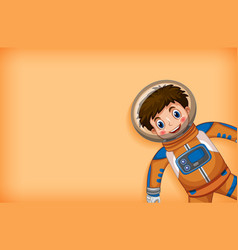 Plain Background With Happy Astronaut In Orange