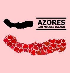 Red Love Pattern Map Sao Miguel Island