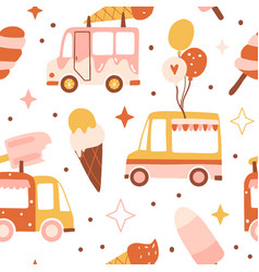 Ice Cream Truck Seamless Pattern