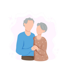 Old Woman And Old Man Couple Embrace