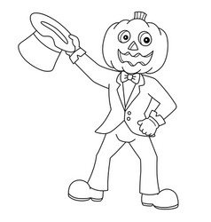 Pumpkin Head Man Halloween Coloring Page Isolated