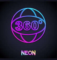 Glowing Neon Line 360 Degree View Icon Isolated