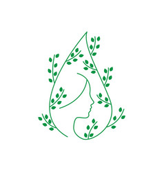 Leaves Hair Women Line Icon Logo