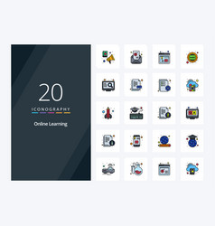 20 Online Learning Line Filled Icon