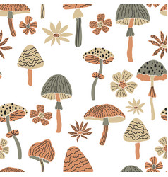 Bloom Mushroom Seamless Pattern