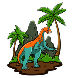 Cartoon Therizinosaurus In The Jungle