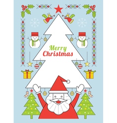 Christmas And Santa Clause Line Style Poster