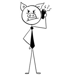 Cartoon Greedy Pig Businessman