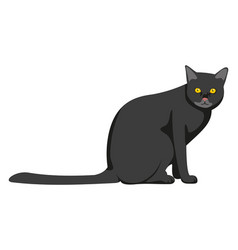 Black Cat Icon Cartoon Pet Grumpy Kitten