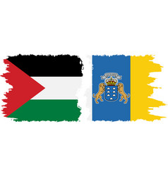 Canary Islands And Palestine Grunge Flags