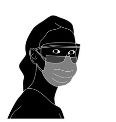 Woman In Lab Glasses And Mask Looking At You