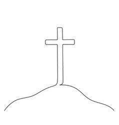 Catholic Cross On Hill Continuous Single Line