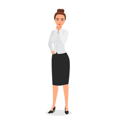 Thoughtful Business Lady In Formal Outfit Standing