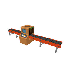 Empty Conveyor Belt With Monitor Isolated