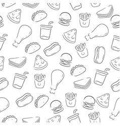 Fast Foods Doodle Seamless Doodle Pattern